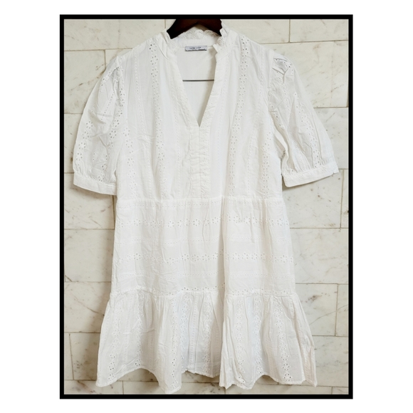 White Schiffli Embroidered Dress - Picture 4 of 12